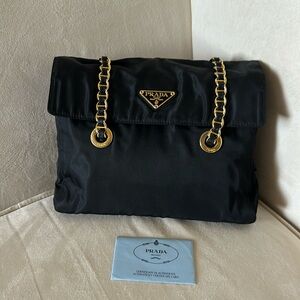Prada Tessuto Nylon Catena Shoulder Bag Black